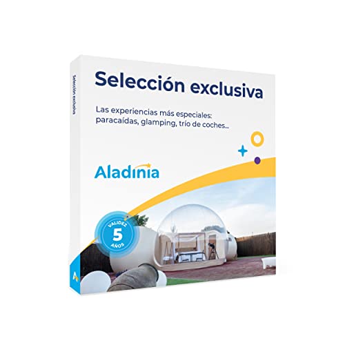 Aladinia Selección Exclusiva. Caja de experiencias para Regalar. Paquete de Actividades exclusivas como hoteles de 5*, Habitaciones Bubble o Ferraris. Validez 5 años, Cambios Gratis e ilimitados