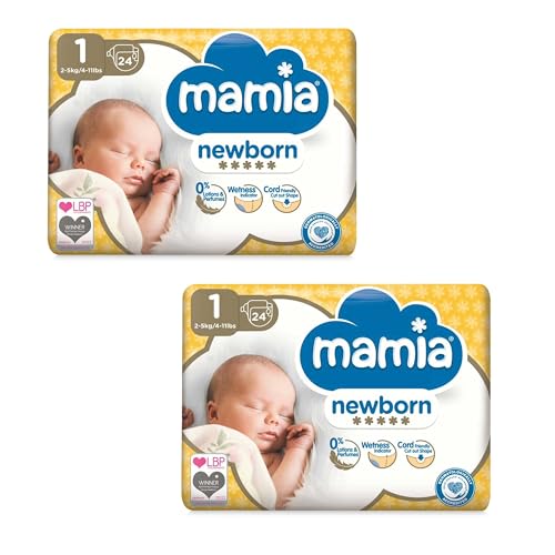 ALDI Mamia - Pañales para recién nacidos, talla 1, 2 paquetes de 24 (48 pañales)