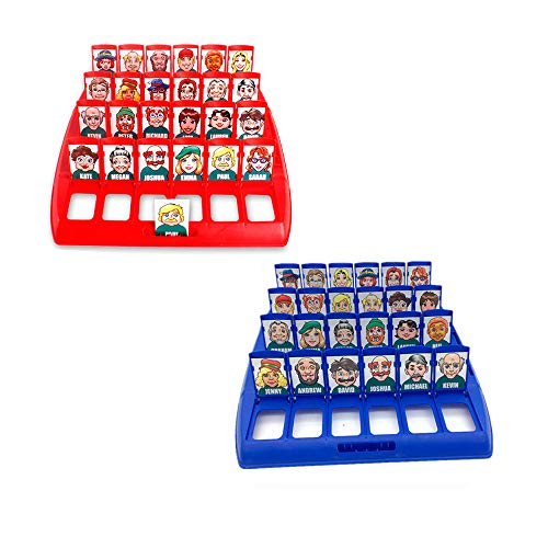 Amasawa Quién es Divertido Juego de Mesa,Adecuado para el Clásico Juego de Mesa Funny Family Guessing Games Kids Children Toy Gift (Rojo y Azul) Versión Inglesa