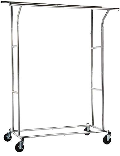 Amazon Basics - Soporte de doble riel para ropa, Cromo