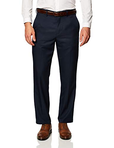 Amazon Essentials Pantalón de Vestir sin Pinzas de Cintura Expansible y Ajuste Clásico Hombre, Azul Marino, 52W / 28L