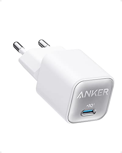 Anker Cargador USB C GaN 30 W, cargador 511 (Nano 3), cargador rápido PIQ 3.0 PPS, compatible con iPhone 15/15 Pro/15 Pro Max/14 Pro/14 Pro Max, Galaxy, Pixel 4/3, iPad (sin cable de carga)