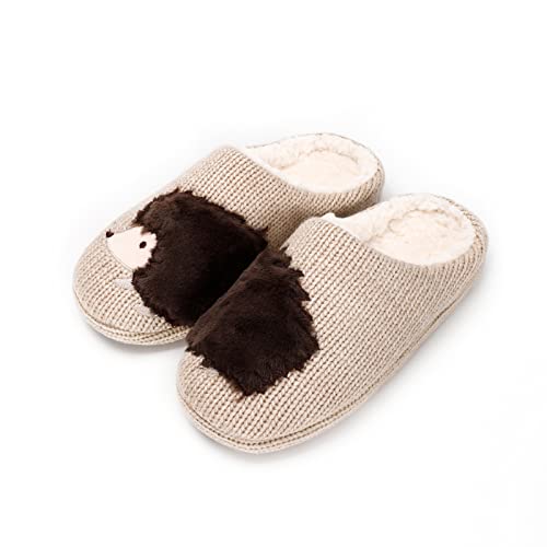 AONETIGER Zapatillas Casa Mujer con Felpa Bonitas Novedosas Pantuflas Hombre Invierno Cálida Mullidas Antideslizantes Slippers(42/43EU,Erizo Marrón Oscuro)