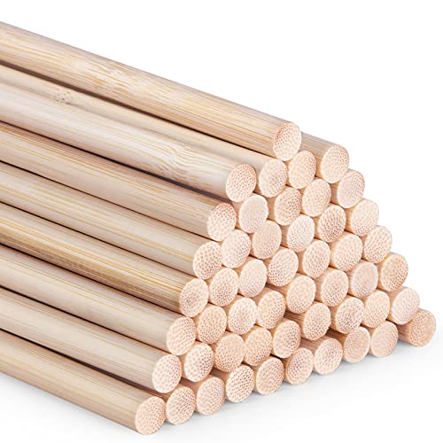 AUSYDE Varillas de bambú para manualidades, 30 cm, redondas, 50 unidades de 8 mm, de madera