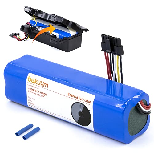 BAKUUM Batería Cecotec Conga 5090, 6090, 6490 y 7090 IA Capacidad de 6400mah. Repuesto Robot Aspirador