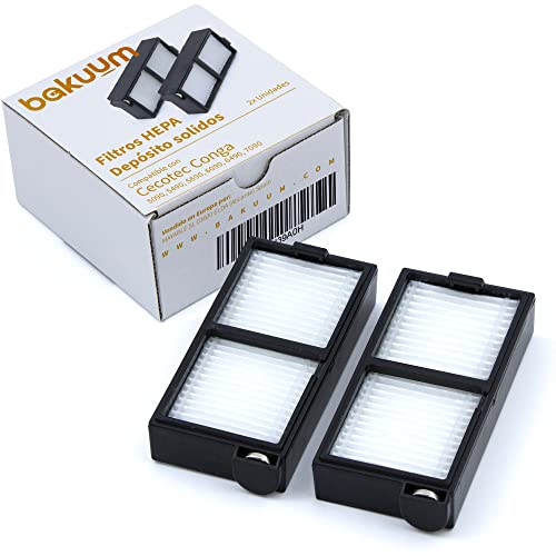 BAKUUM Pack 2 Filtros Hepa para deposito de solidos de Cecotec Conga Series 5090, 6090 y 7090 Filtros HEPA para robot aspirador. Accesorios y repuestos.