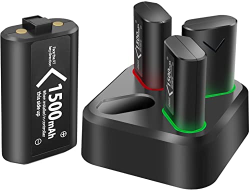 Batería Mando para Xbox Series X, Dr.VIVA 4 × 1500mAh Cargador Mando Kit Carga, Batería Recargable &Cargador Accesorios para Xbox Series X/S/Xbox One X/S/Elite/Xbox Series X/S