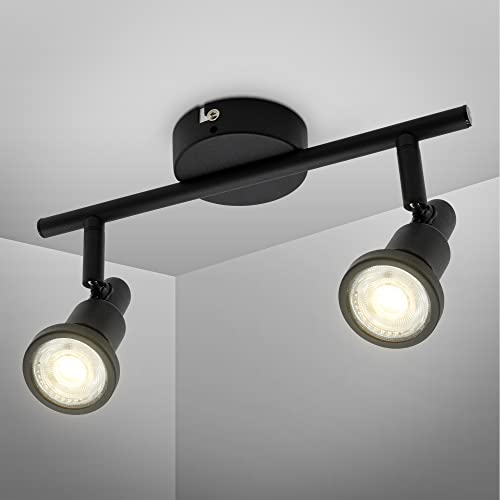 B.K.Licht Lámpara de techo LED Lámpara de techo de baño Lámpara de techo Spot incl. 2 bombillas de 4,8W cada una 400lm IP44