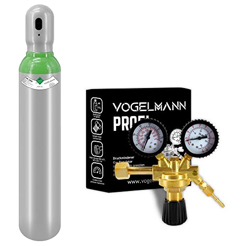 Bombona completa Argon/CO2 8L 1,5m3 con regulador Profi Vogelmann Cilinder de gas para soldadura, bombona de gas de soldadura