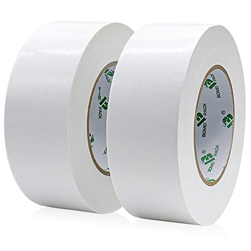 BOMEI PACK Cinta Americana Blanco de 50 mm x 50 m - Cinta de tela resistente, adhesiva e impermeable - Para reparar, fijar, agrupar, reforzar y sellar - 2 rollos