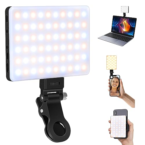 Bonvvie Recargable LED Selfie Luz con Clip Delantero/Trasero Teléfono, Luz para Teléfono iPad Tablet Laptop, Bicolor Fotografía Cámara Iluminación para Maquillaje TikTok Selfie Vlog Videoconferencia