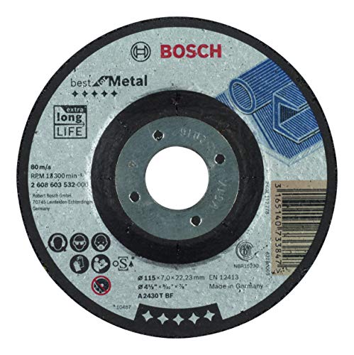 Bosch Profesional 2 608 603 532 - Disco de desbaste acodado Best for Metal A 2430 T BF, 115 mm, 7,0 mm (pack 1)
