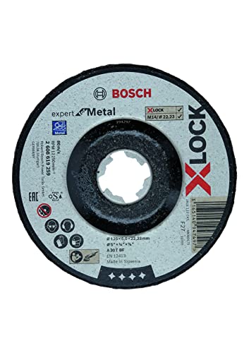 Bosch Profesional Expert - Disco de desbaste acodado (para metales, X-LOCK, Ø125 mm, diámetro del orificio: 22,23 grosor:6 mm)