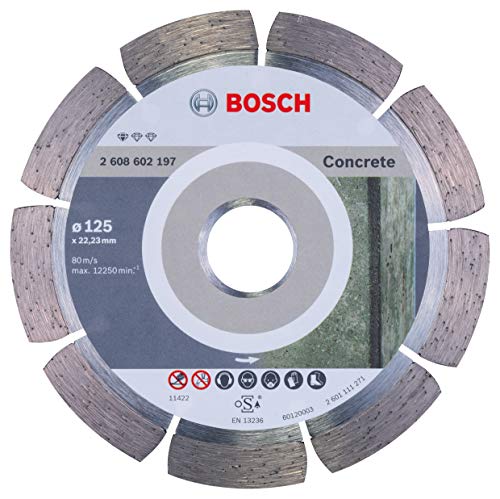 Bosch Professional 1 x Disco Tronzador de Diamante Standard for Concrete, para Hormigón, Hormigón Poroso, Ø 125 x 22.23 x 1.6 x 10 mm, Accessorios para Amoladoras