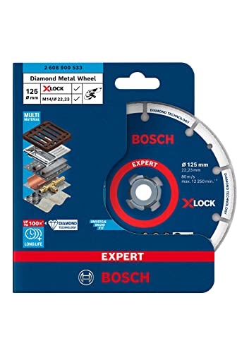 Bosch Professional 1x Disco de corte de diamante Expert Diamond Metal Wheel X-LOCK (para Hierro fundido, Ø 125 mm, accesorios Amoladora pequeña)