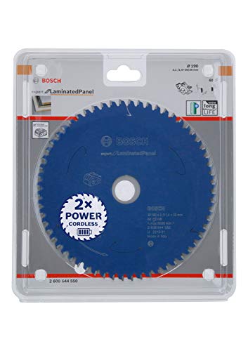 Bosch Professional Disco de sierra circular Expert for Laminated Panel (aglomerado, 190 x 30 x 2,1 mm, 60 dientes, accesorio de sierra circular sin cable)