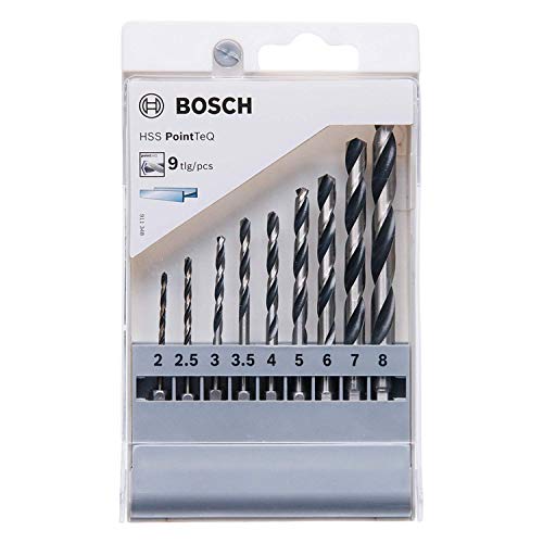 Bosch Professional Set de brocas hexagonales PointTeQ de 9 unidades ( Ø: 2-8 mm, vástago hexagonal ¼", accesorio para taladros de batería y taladros)