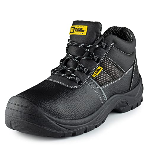 Botas de Seguridad Puntera de Acero para Hombre Resistente al Aceite y al Deslizamiento S3 SRC Zapatos de Trabajo Negro Hammer 1471 Negro (43 EU)