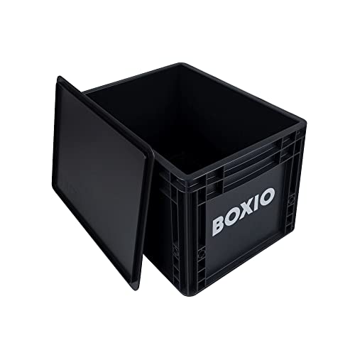 BOXIO-SOLO: Caja de almacenamiento con tapa - Eurobox 40x30 x 28 cm - caja de transporte de plástico perfecta para camping, barco o jardín - apilable con otras cajas apilables