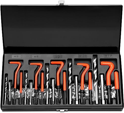 Brimix 131 PC Juego Kit DE REPARACIÓN DE ROSCAS M5 M6 M8 M10 M12 ROSCAS DAÑADOS HELICOIDALES HELICOIL Dientes PASADOS DE Tuerca