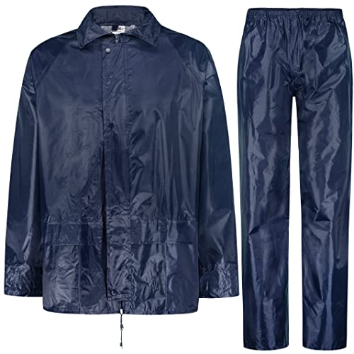 BWOLF Himalaya Unisex Traje de Lluvia Traje Impermeable hombre Traje Impermeable mujer chaqueta de lluvia + pantalones de lluvia azul XXL