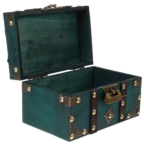 Cabilock caja de joyería de la vendimia banco de pecho de madera cofre antiguo joyas caja de la baratija retro hucha de madera Joyero valija caja decorativa caja de madera Metal