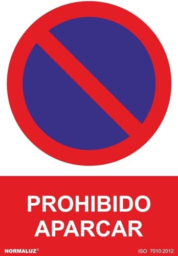 CABLEPELADO Señal prohibido aparcar, Cartel no aparcar, Cartel prohibido aparcamiento, Señal no aparcar, Señal de no esta permitido aparcar, UNE-EN ISO 7010:2012, PVC, 21 x 30 cm