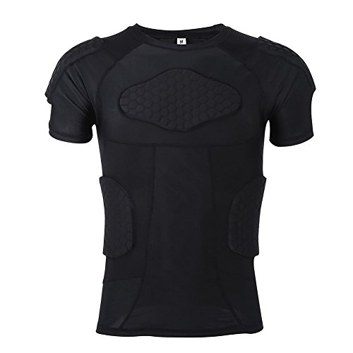 Camiseta de Protección de Manga Corta, Acolchada para Jugar a Fútbol, Baloncesto, Paintball, Deportes de Lucha, Rugby, Color T-Shirt, M