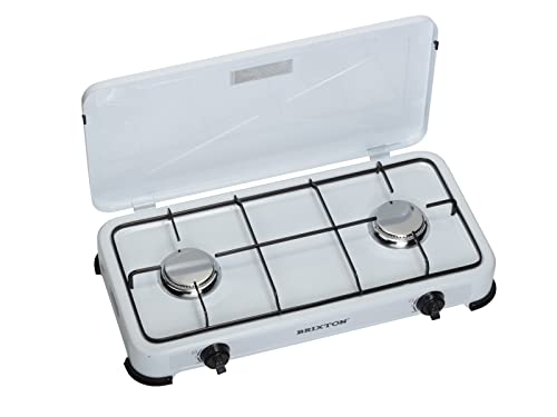 CampArt. KO-6382 Cocina de Gas, 2 quemadores, Metal, Blanco