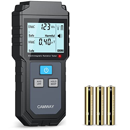 CAMWAY Medidor EMF, Detector de Radiación de Campo Electromagnético de Mano, Mini Luz de Fondo Digital, LCD EMF, Detector de Sonido y Alarma de Luz