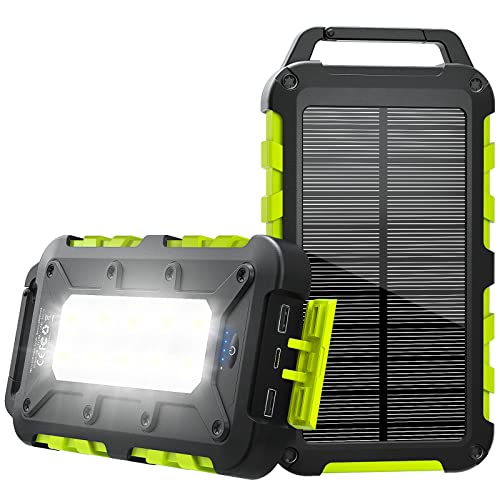 Cargador Solar 26800mAh Batería Externa Portátil Banco de Energía Solar con Panel Solar y Linterna LED,Carga Rápida con 2 USB Puertos Imperable para Movil Ordenador Cámping Emergencia Verde