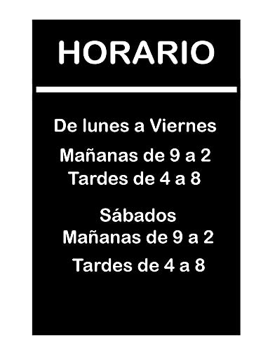 Cartel horario comercial - Placa comercial horario personalizadas - placa de aluminio negra