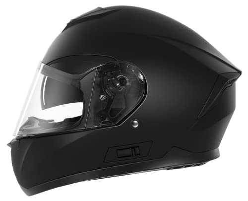 Casco Moto Integral ECE Homologado - YEMA 1590HXL Casco de Moto Scooter para Mujer Hombre Adultos con Doble Visera -Negro Mate-L