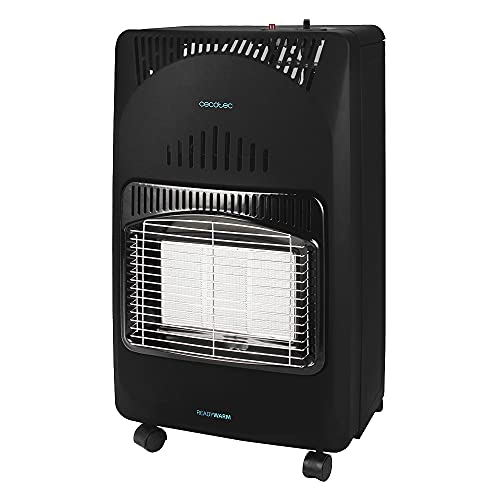 Cecotec Estufa de Gas Butano Ready Warm 4000 Slim Fold. 4200 W, Plegable, Cerámica, 3 Modos, Bombonas de 15 kg, Triple sistema de seguridad, Ruedas multidireccionales, 30 m2 (Estufa)