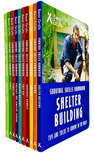 Conjunto de colección de 10 libros de la serie de manuales de habilidades de supervivencia de Bear Grylls (plantas peligrosas, bosques, señalización, observación del clima, primeros auxilios, caminat
