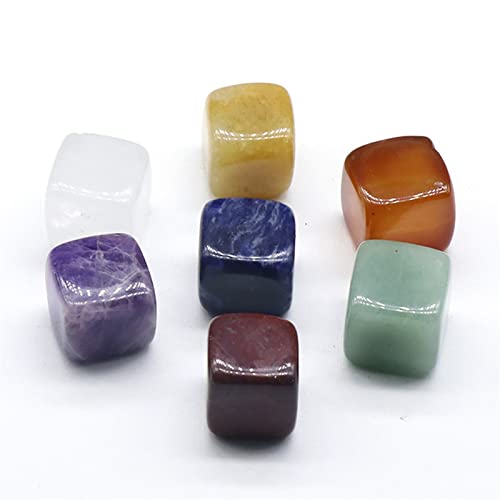Conjuntos de Piedras Preciosas de Cubo Pulido y caído Natural de 7 Piedras for Equilibrio de Yoga Reiki ZEGRDNZI