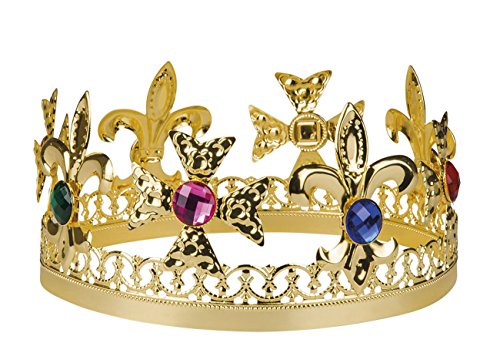 Corona de rey con piedras preciosas falsas para adultos