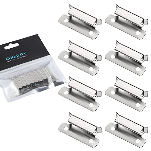 Creality Oficial Ender 3 Clip 7 mm, Impresora 3D Clips, 8 PCS Abrazadera de Clip de Cama para Ender 3 Pro, Ender 3 V2, Ender 3S, Ender 5 Pro, CR10S Pro, Impresora 3D Calefactada Cama Vidrio Plataforma