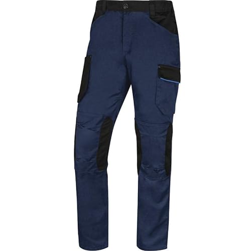 Delta plus Pantalón de Trabajo MACH2 elástico en Cintura Costuras Triple Rodillas Preformadas 7 Bolsillos Peso 245 Gramos Deltaplus M2PA3, Azul-Azul c