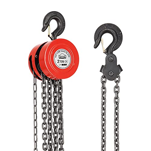 Dewinner - Polipasto manual, de cadena, con gancho resistente, de 2 toneladas, 3 m de elevación máxima, rojo