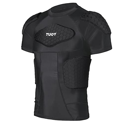 DGYAO® Camiseta Deportiva Acolchada de compresión–para Hombres y jóvenes.Protector Guardia De Seguridad Manga Corta–para Baloncesto,fútbol,Paintball,Hockey,Rugby