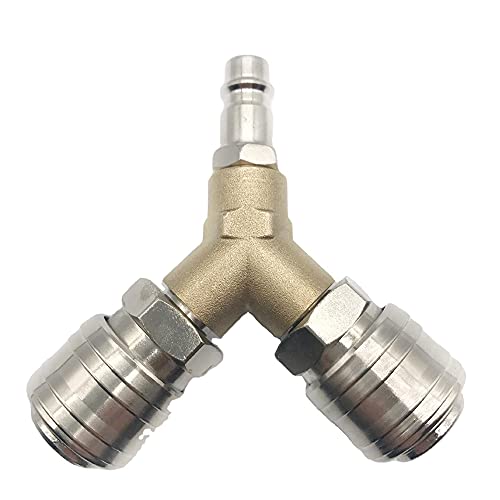 Distribuidor de Aire Comprimido, Conector de aire Comprimido, Interruptor de aire Comprimido, Con dos Conectores de 1/4 de Pulgada Recubiertos de Rosca, de latón Inoxidable, Completamente Ensamblado