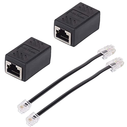 Divisor Ethernet RJ45, cable divisor de red RJ45, adaptador RJ45 hembra a RJ11 macho para extensor de cable Ethernet, paquete de 2 cables divisores RJ45 negros RJ11
