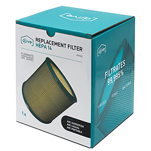 djive Filtro HEPA 14 de repuesto para el ARC Heater purificador de aire, el filtro accesorio H14 elimina el 99,995% de las partículas de polvo, los alérgenos, el polen y el polvo fino, para alergicos