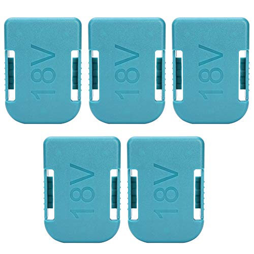 Dpofirs 5 Pcs Ranuras de Soporte para Batería de Litio, Kit de Cubierta Protectora de ABS Almacenamiento de Batería, Compatible con Ma-Kita/Bos-ch 18V, Color Azul