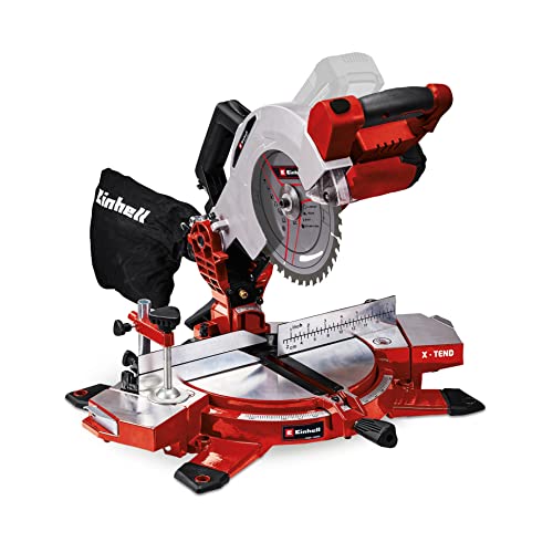 Einhell ingletadora inalámbrica - TE-MS 18/210 Li-Solo Power X-Change. Li-Ion, 18 V, 3.000 min-1, cabezal sierra abatible, soporte piezas X-Tend. No incluye batería ni cargador