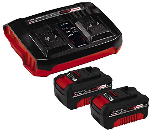 Einhell Original Starter Kit 2x 4 Ah batería y Twincharger (iones de litio, 18 V, adecuado para todos los aparatos Power X-Change)