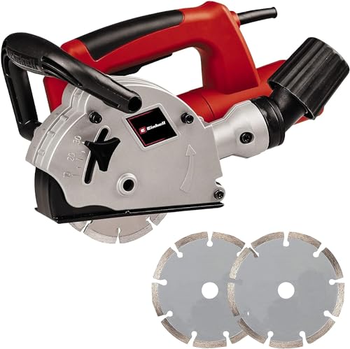 Einhell Rozadora de muros de cable - TC-MA 1300 - 1320 W, 9000 rpm, profundidad de ranura 8-30 mm, ancho de ranura 8-26 mm, corte de tracción, extracción de polvo, 2 discos de corte de diamante