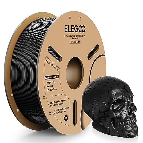 ELEGOO Filamento PLA 1.75mm para Impresión 3D, Precisión Dimensional +/- 0.02 mm, Compatible con Impresora FDM, 1KG/Carrete, Negro