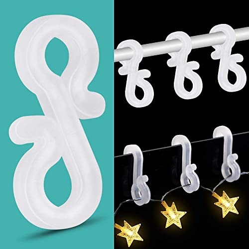 EMAGEREN 150 PCS Ganchos para Colgar Luces de Navidad Ganchos de Plástico para Canalones Mini Ganchos de Plástico en Forma S Ganchos para Luces Exterior para Decoración de Fiesta/Cumpleaños